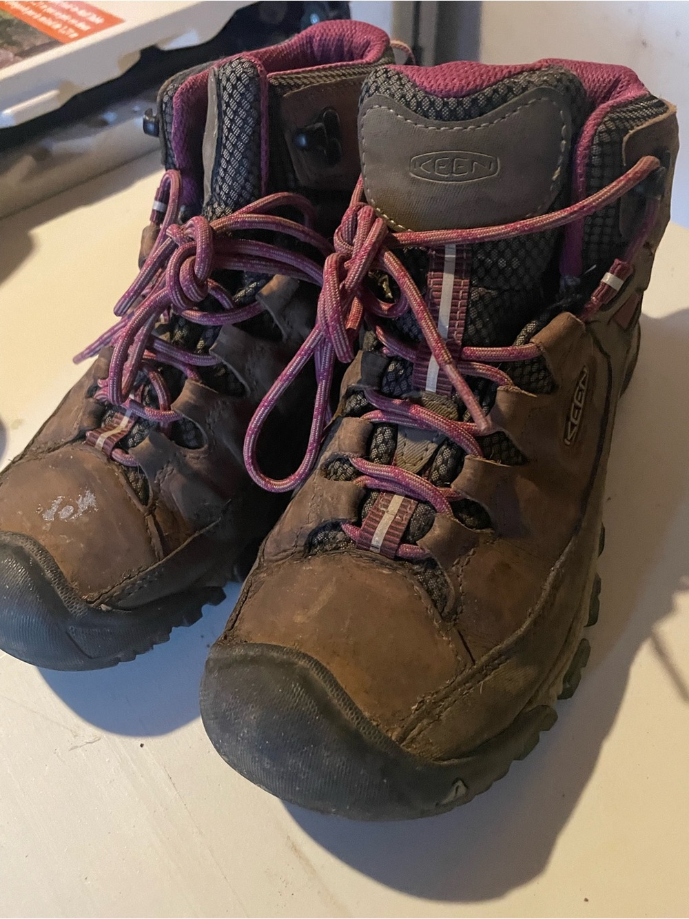 KEEN Women’s Brown Hiking Boots with Pink Accents